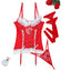 House Of Dasein Christmas Red Lace Cross Band Feather Strap Three Piece Set - Red - L