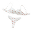Printed Lace Bra Set With Steel Ring Gathering Bowknot Erotic Underwear - White - M