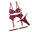 House Of Dasein Waterdrop Diamond Grain Sexy Lace Hollow Underwear Set With Steel Rim - Wine Red - L