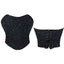House Of Dasein Black Ruched Hem Corset Crop Top For Plus Size Women Back Lace Tight Fit Sequined Detailing Large - S