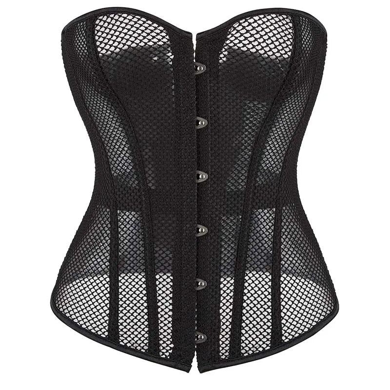 House Of Dasein Transparent Gothic Corset With Thong Plus Size S-6Xl Mesh Net Lingerie Bustier Medium - S