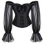 House Of Dasein Ruffled Gothic Corselet Top With Puff Sleeves And Lace-Up Boning Transparent Satin Overbust Corset For Women 4Xl - Xs