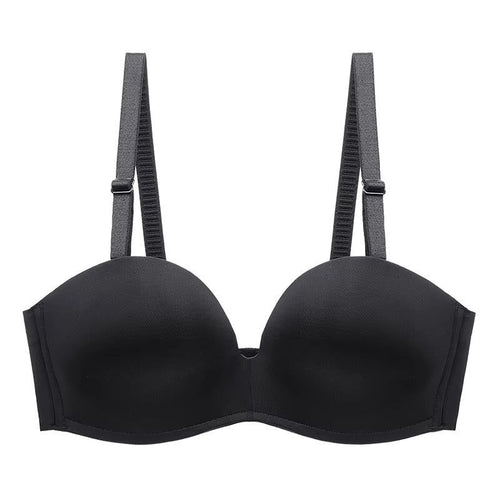 House Of Dasein Summer Smooth Anti-Slip Seamless Gathered Sexy Comfortable Daily Plus Size Single Bra - Black - 80C