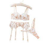 Embroidered Mesh Bra Set Wine Red S LOVVA