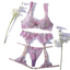 House Of Dasein Light Purple Floral Embroidery Cute Feminine Lingerie Set Bra Panties Garter - S