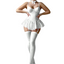 House Of Dasein Retro Pure Temptation Sexy Deep V Neck Lace Trim One Piece Dress Lingerie - White - S