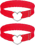 House Of Dasein 2 Pcs Heart Lace Thigh Garters Red Belt Elastic Leg For Women