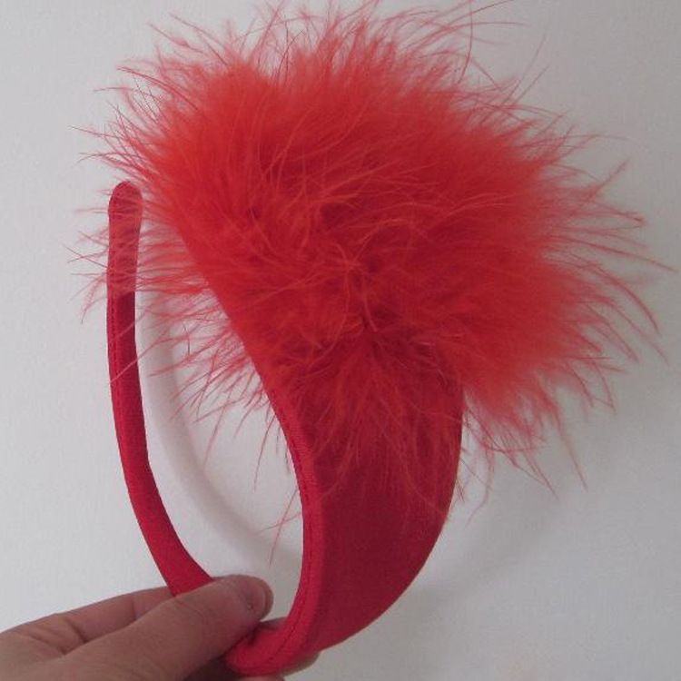 Women Boudoir Red Furry C String Panties Nylon Acrylic All yards