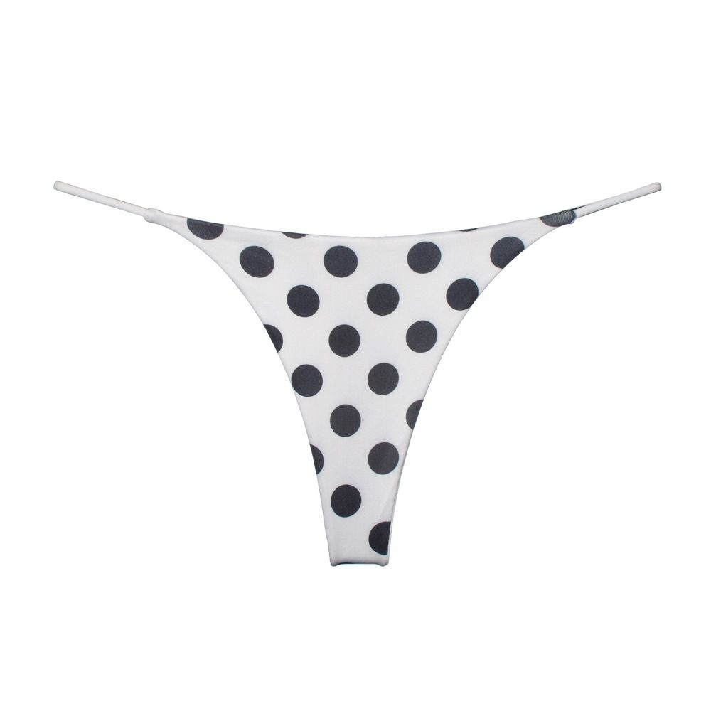 Women Milk Silk Low Waist Bikini Thong White black dot Size: L; Recommended weight (kg): 54 - 61; Waist (cm): 70 - 76; Hip (cm): 90 - 94; Suitable fit: slightly full build
