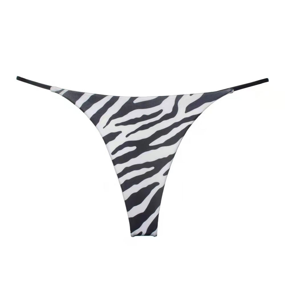 Women Milk Silk Low Waist Bikini Thong Zebra Pattern Size: L; Recommended weight (kg): 54 - 61; Waist (cm): 70 - 76; Hip (cm): 90 - 94; Suitable fit: slightly full build Main image