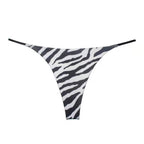 Women Milk Silk Low Waist Bikini Thong Zebra Pattern Size: L; Recommended weight (kg): 54 - 61; Waist (cm): 70 - 76; Hip (cm): 90 - 94; Suitable fit: slightly full build
