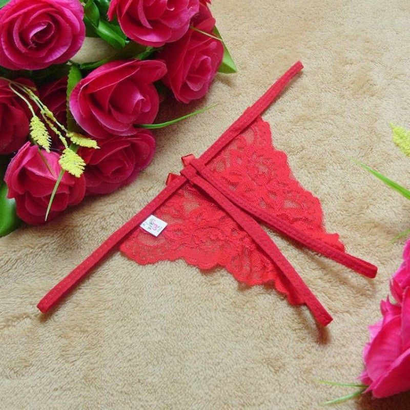 Yunfangyan Lace T Panties Bow Crotch Free Nylon Red [single bow]] Average size [40.00 kg-60.00 kg] without packaging