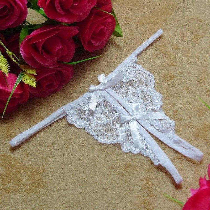 Yunfangyan Lace T Panties Bow Crotch Free Nylon White [single bow]] Average size [40.00 kg-60.00 kg] without packaging Main image