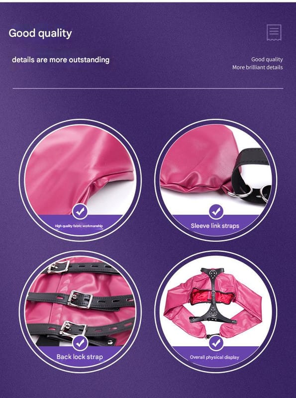 Elosung PU Leather Straitjacket Style Arm Binder & Posture Corrector With Adjustable Straps Black Secondary image
