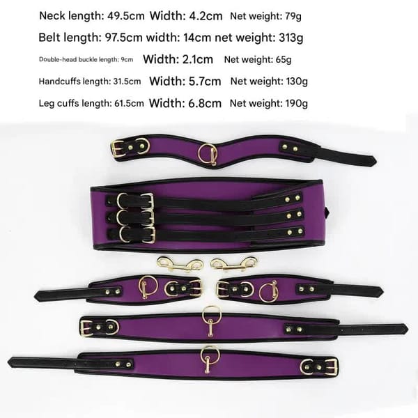 Elosung Adjustable PU Leather Bondage Restraint Set Red Secondary image