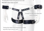 Elosung Adjustable PU Leather X Harness Restraint Set With Wrist & Ankle Cuffs Brilliant Leather Blue Elosung