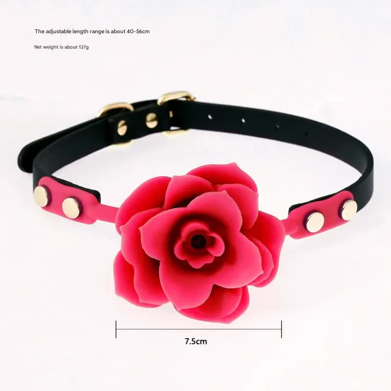 Silicone Rose Ball Gag with Adjustable PU Leather Strap - Playful Adult Novelty(pink) Main image
