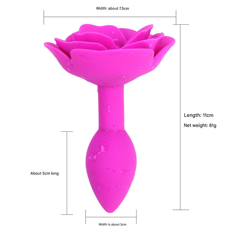 Elegant Rose Silicone Anal Plug - Smooth Tapered Design for Comfortable Play(Rose red) Main image