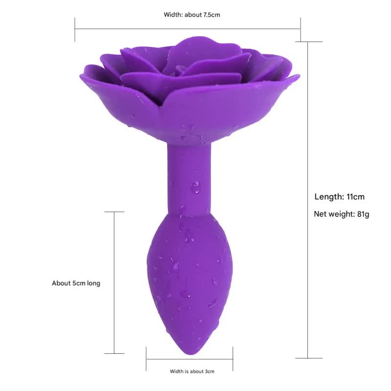 Elegant Rose Silicone Anal Plug - Smooth Tapered Design for Comfortable Play(Purple) Main image