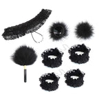 Elosung Lace & Feather Playful Lingerie Accessory Set Red Elosung