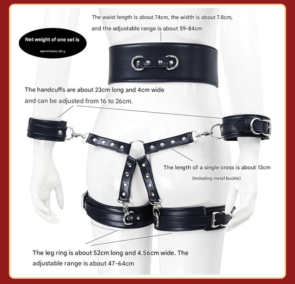 Elosung Full Body PU Leather Bondage Restraint Set White Elosung