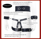 Elosung Full Body PU Leather Bondage Restraint Set With Collar Leash Cuffs & Harness Adjustable Pink Elosung