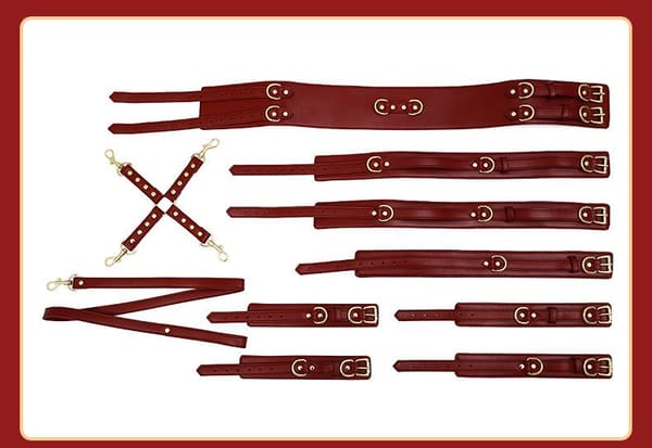 Elosung Full Body PU Leather Bondage Restraint Set Black Secondary image