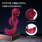 Elosung Dual Motor Rechargeable Couples Vibrating Ring Silicone Red Elosung
