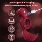 Elosung Dual Motor Rechargeable Couples Vibrating Ring Silicone Red Elosung