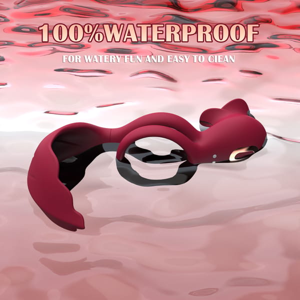 Elosung Dual Motor Rechargeable Couples Vibrating Ring Silicone Red Elosung