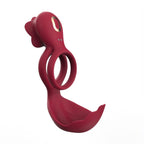 Elosung Dual Motor Rechargeable Couples Vibrating Ring Silicone Red Elosung