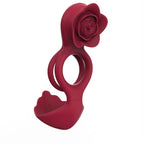 Elosung Dual Motor Rechargeable Couples Vibrating Ring Silicone Red Elosung