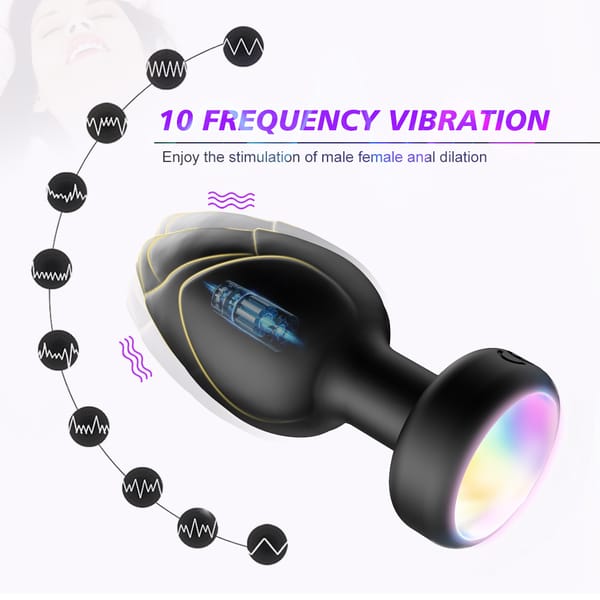 Elosung LED Vibrating Anal Plug With Wireless Remote Silicone Red Secondary image