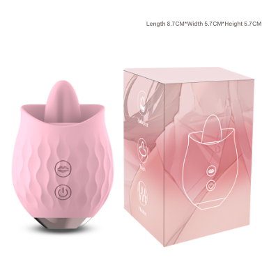 Pink Sensual Rosebud Flickering Tongue Vibrator - 10 Speed Clitoral & G-Spot Stimulator, USB Magnetic Charging Main image
