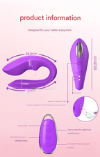 Elosung BlissLink U Shaped Wearable Couples Vibrator With Remote Purple Elosung