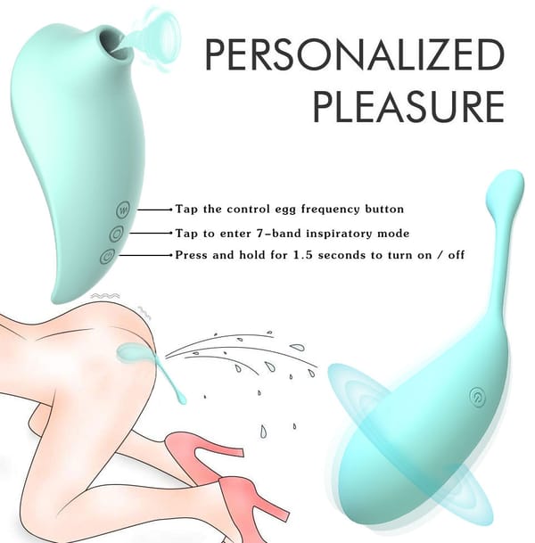 Elosung Green PulseWave Waterproof Clitoral Sucker & Vibrating G Spot Teaser Elosung