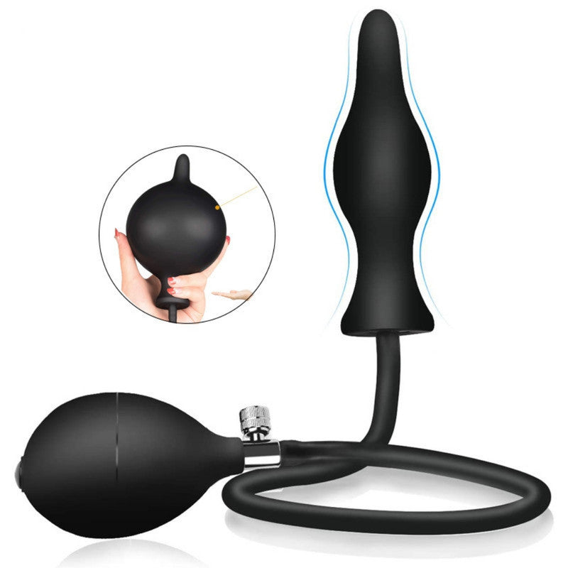 Black Classic Inflatable Butt Plug - Large Silicone Dilator Main image