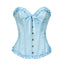 XL Blue Women's Floral Lace Overbust Corset - Waist Cincher Bustier Top for Shapewear & Costume