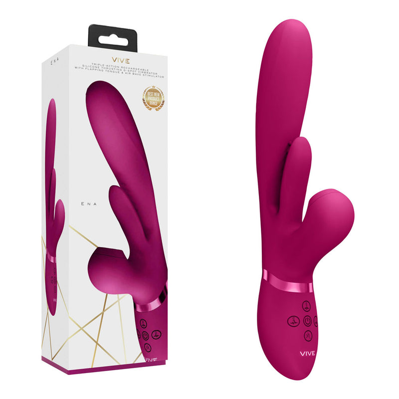 Shots Toys VIVE Ena USB Rechargeable Thrusting Vibrator With Air Wave Stimulator