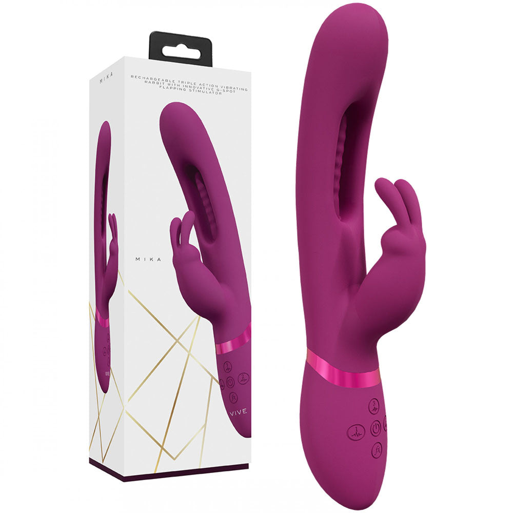 Shots Toys VIVE Mika USB Rechargeable Rabbit Vibrator With Flapping Shaft Shots Toys