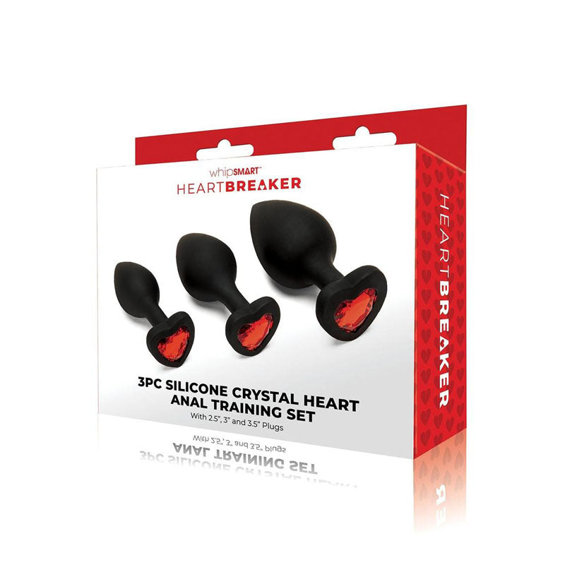 WhipSmart Heartbreaker Silicone Crystal Heart Anal Training Set Butt Plugs With Heart Gem Bases Set Of 3 Sizes WhipSmart Main image