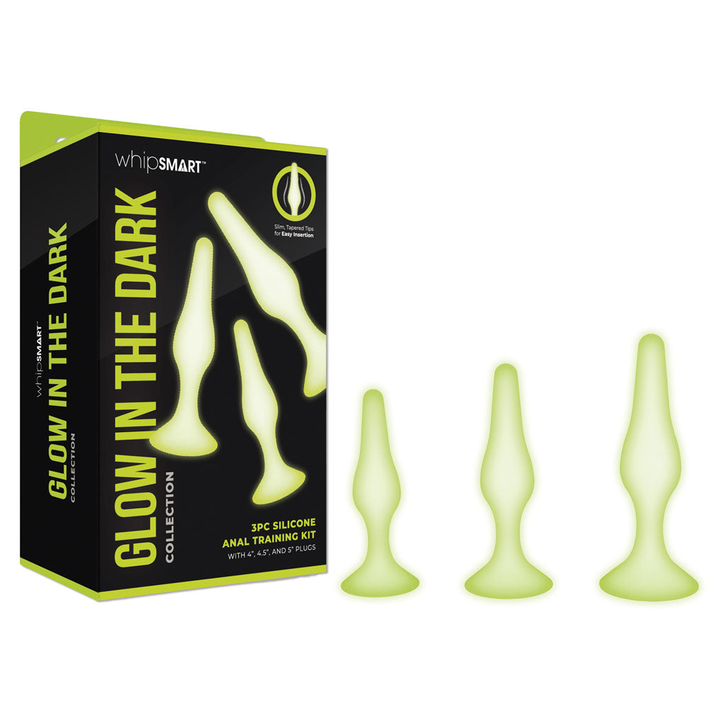 WhipSmart Glow In The Dark Anal Training Kit Dark Butt Plugs Set Of 3 Sizes WhipSmart Main image