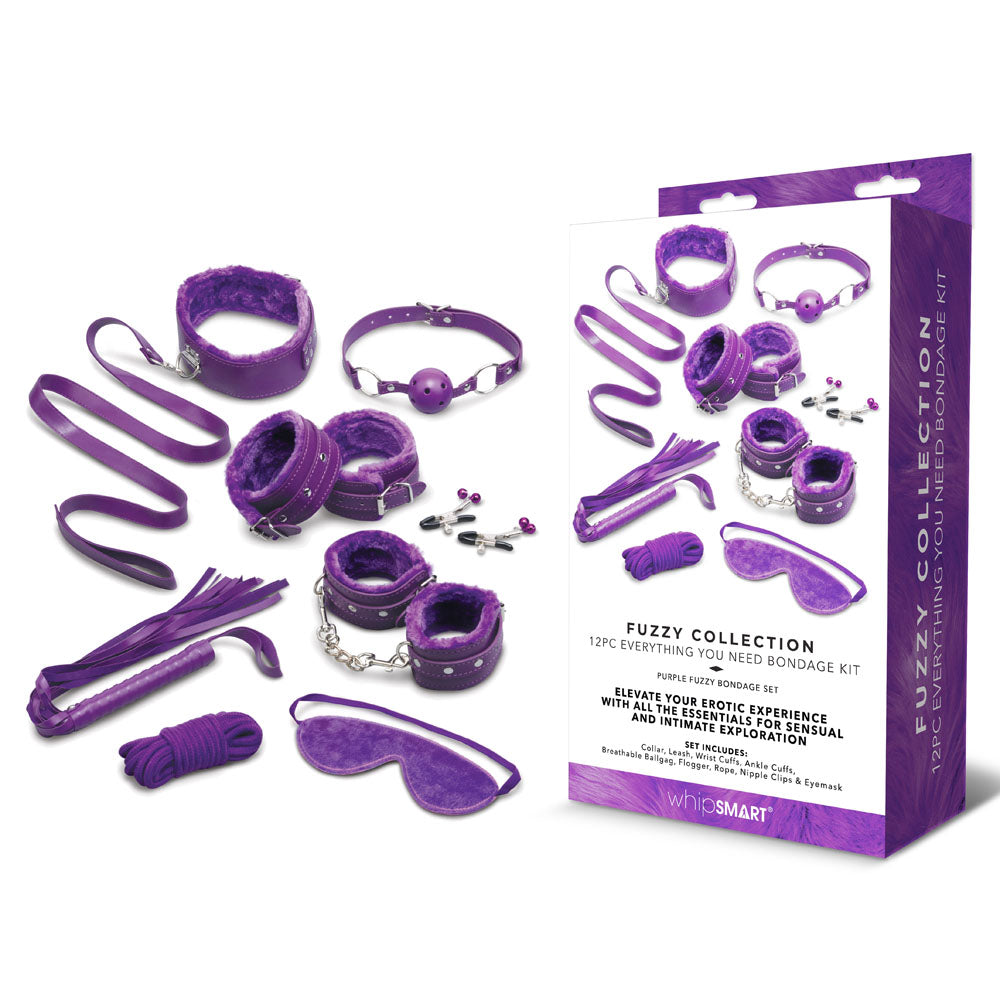 WhipSmart Fuzzy Everything You Need Bondage Kit Purple 12 Piece Set WhipSmart