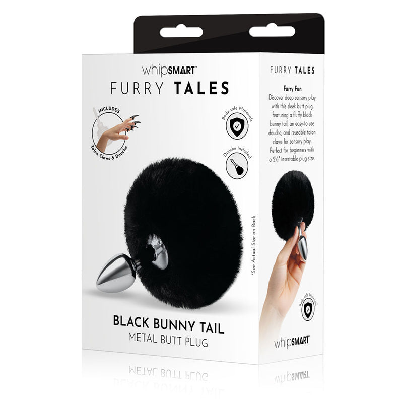 WhipSmart Furry Tales Metal Butt Plug With Black Bunny Tail