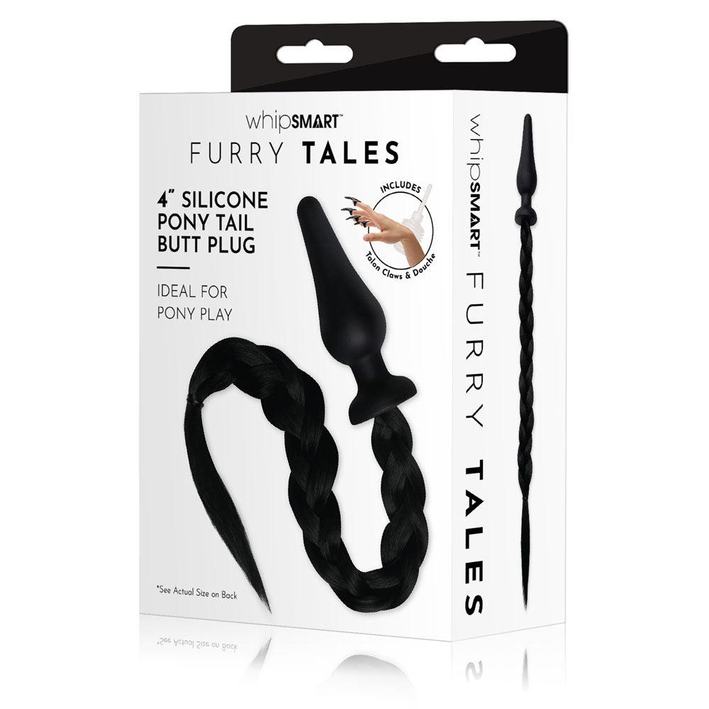 WhipSmart Furry Tales Silicone Butt Plug With Black Pony Tail WhipSmart