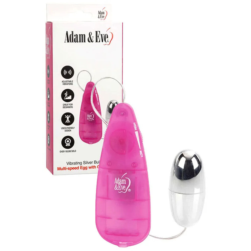 Adam & Eve VIBRATING SILVER BULLET 2.0 Bullet Vibrator With Pink Remote Adam & Eve