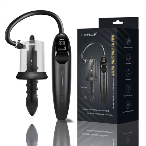 LuvPump RosCup Pro Smart Rosebud Pump Black USB Rechargeable Anal Pump With Vibrating Probe LuvPump