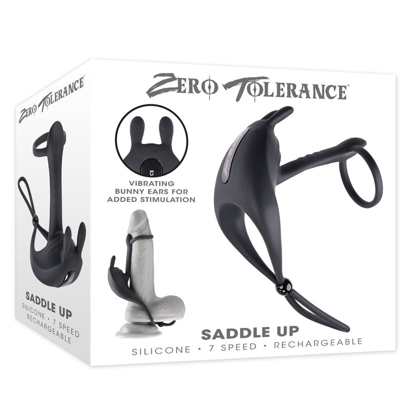Zero Tolerance SADDLE UP USB Rechargeable Vibrating Cock & Ball Rings Black