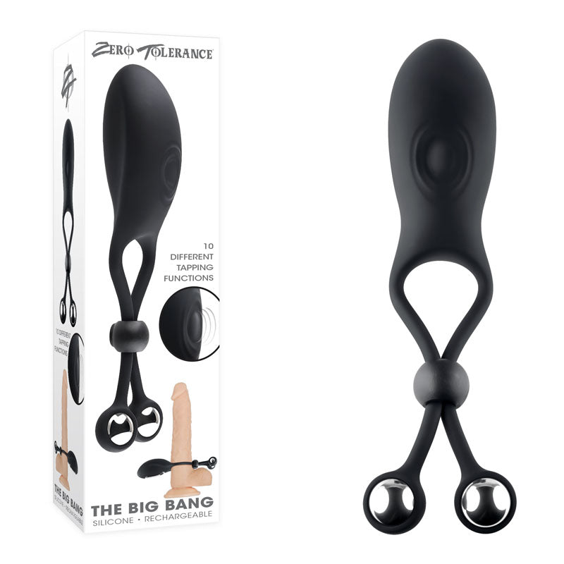 Zero Tolerance THE BIG BANG USB Rechargeable Vibrating Lasso Cock Ring Black Zero Tolerance