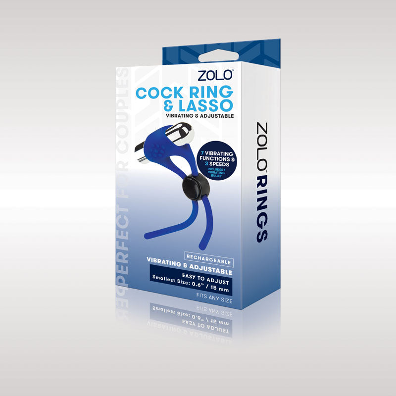 Zolo Rechargeable Cock Ring & Lasso USB Rechargeable Adjustable Cock Ring Blue